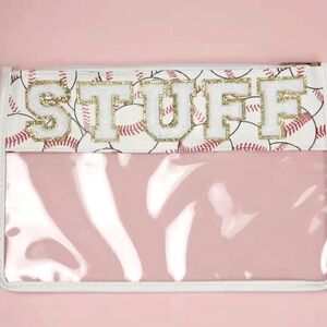 Clear Pink and White 'STUFF' Pouch